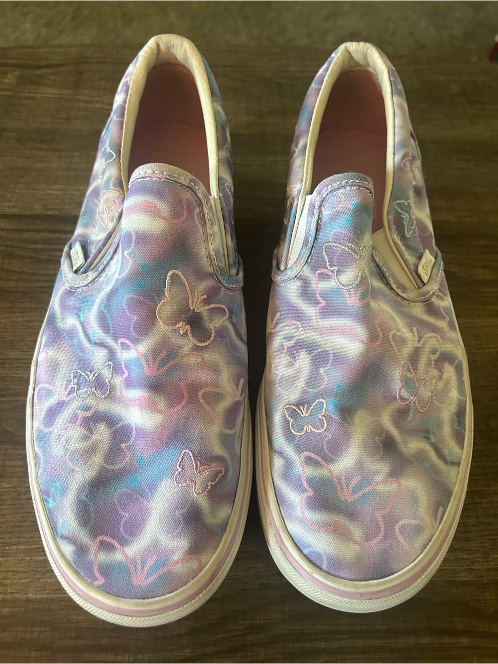 Van’s Slip-On Butterfly Canvas Shoes - Pastel Purple Pink Blue
